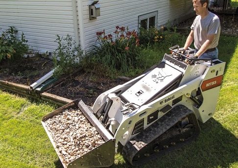 Using mini-excavators, in particular JCB mini excavator and BobCat mini loader for landscaping